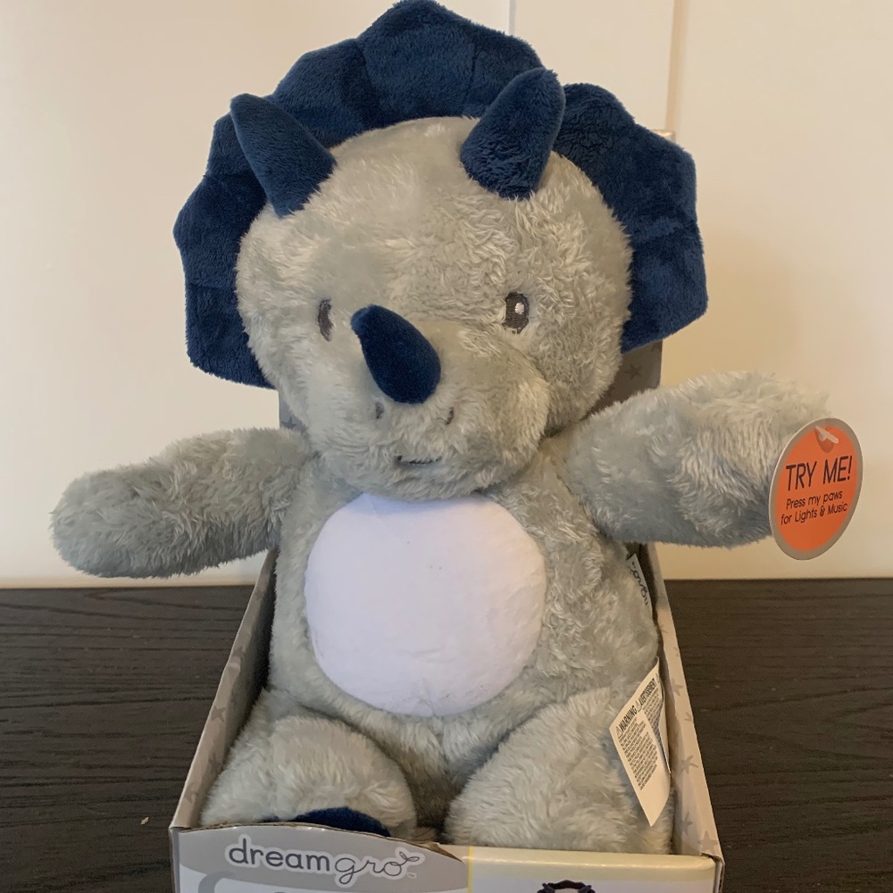 Dream Gro Dino Light and Lullaby Soother With Color Changing Lights Baby Infants